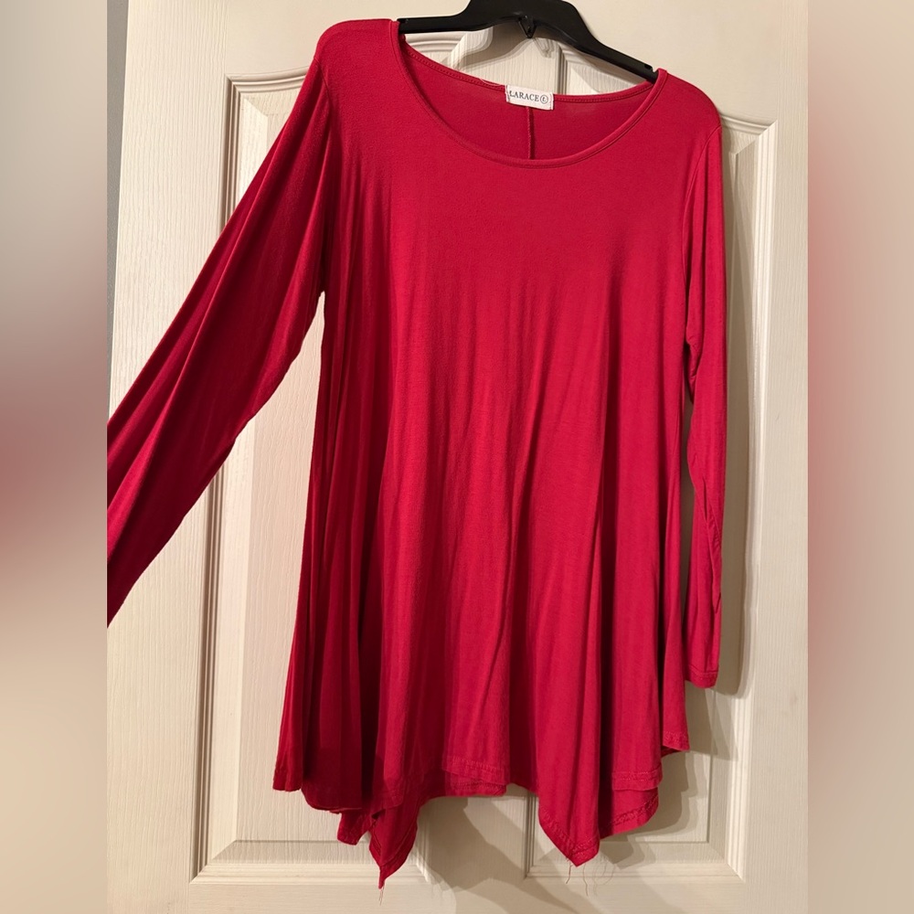 LARA Red Women's Tunic Top